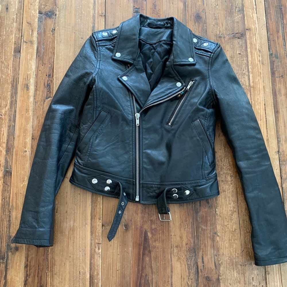 BLK DNM Black Leather Jacket, Sz S